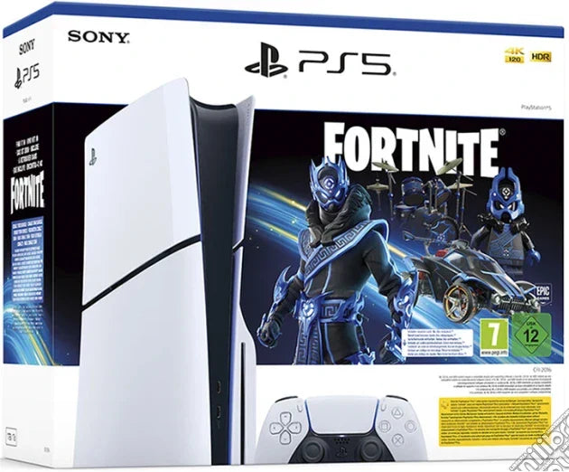 PS5 Console 1TB Standard Slim White Cobalt Star Fortnite Bundle