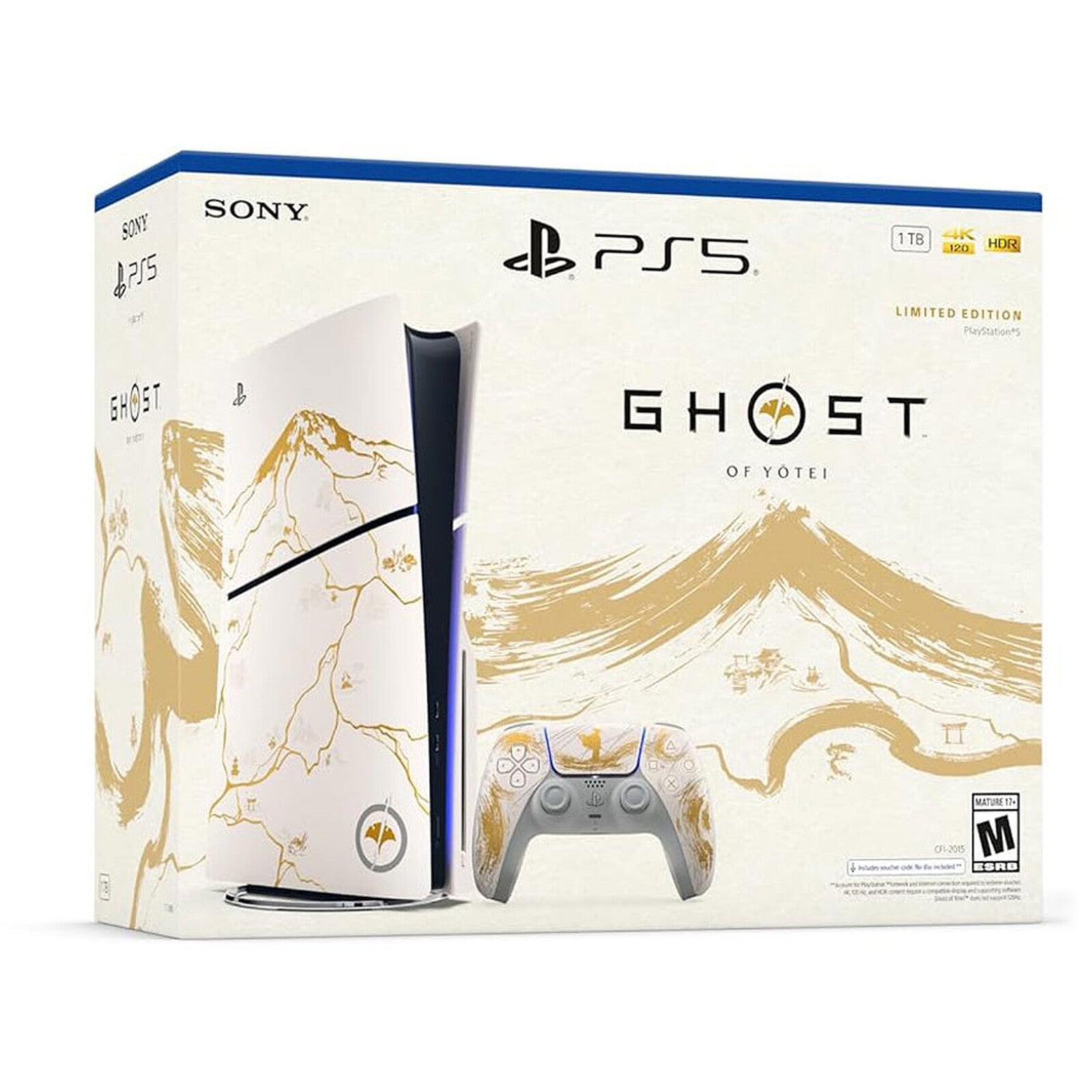 PS5 Console 1TB Disc Ghost Of Yotei Gold Limited Edition White Slim ITA
